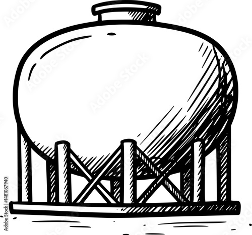 Water tank icon Flat set in black and white color
