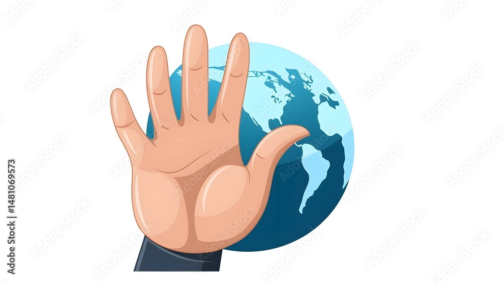 Fototapeta premium Professional Global Concept Hand Gesture Cartoon Vector Illustration