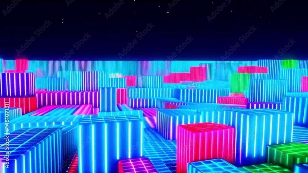 Neonwürfel-Labyrinth
