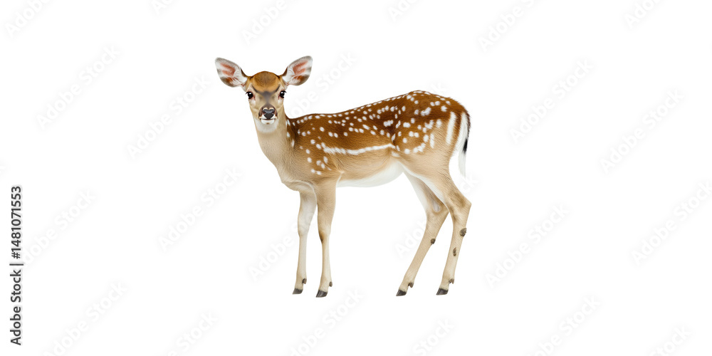 Naklejka premium Adorable Axis Deer Fawn Isolated on White Background