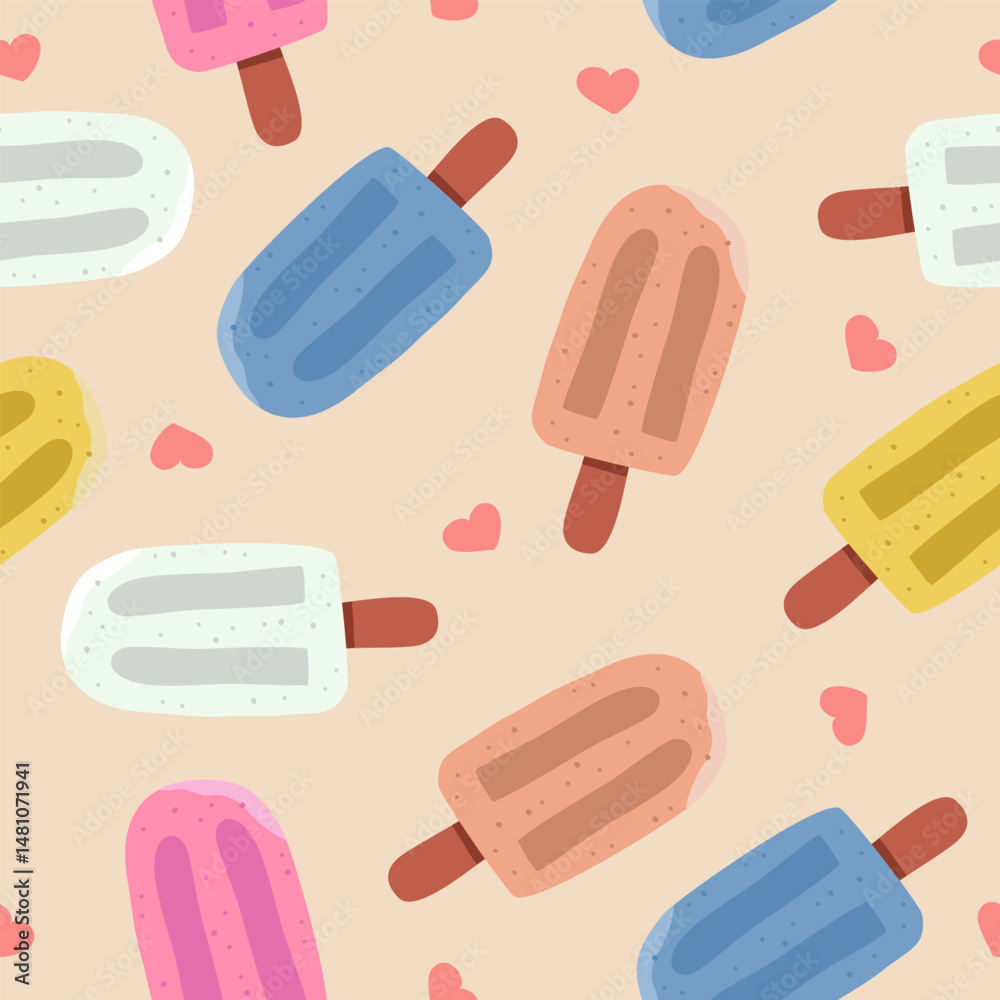 Cute ice cream pattern background vector design Cute ice cream pattern background vector design