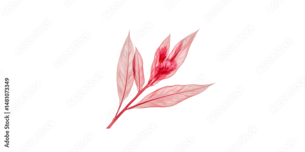 Fototapeta premium Delicate Pink Plant Sprig with Red Accents - Botanical Illustration