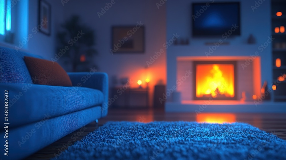 Fototapeta premium Cozy living room with fireplace