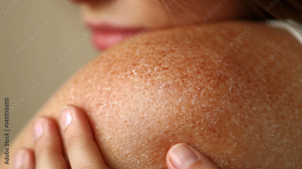 Fototapeta premium Close Up of Dry Flaky Skin on Shoulder