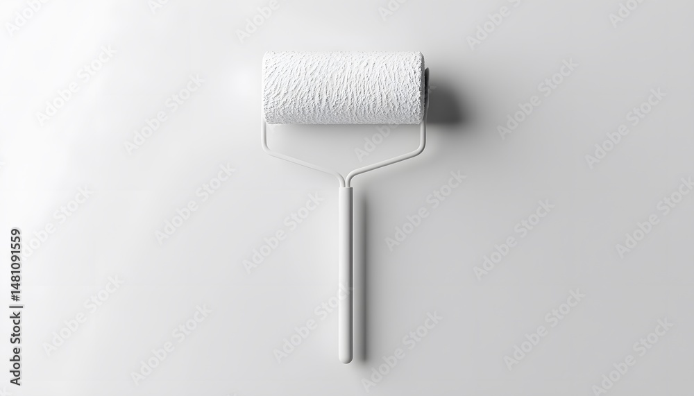 Obraz premium Elevated view of a simple white paint roller.