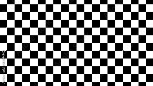 Zooming checkered board. Black and white checkers. Black and white checkered pattern. Black and white checkers. Animated checkered design. Chessboard. Chess background.
