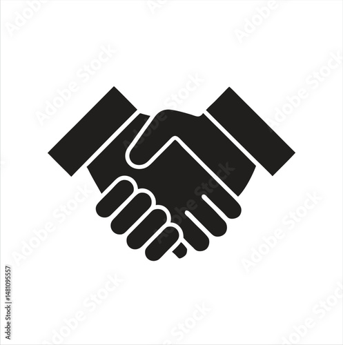Handshake icon Silhouette and outline vector illustration on white background
