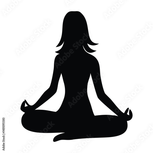 Yoga meditation silhouette of a woman in lotus pose for relaxation and spiritual balance