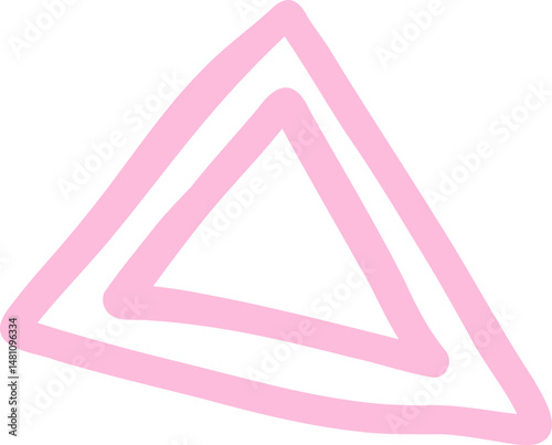 Pink triangle geometric shape, simple abstract concept, isolated icon.