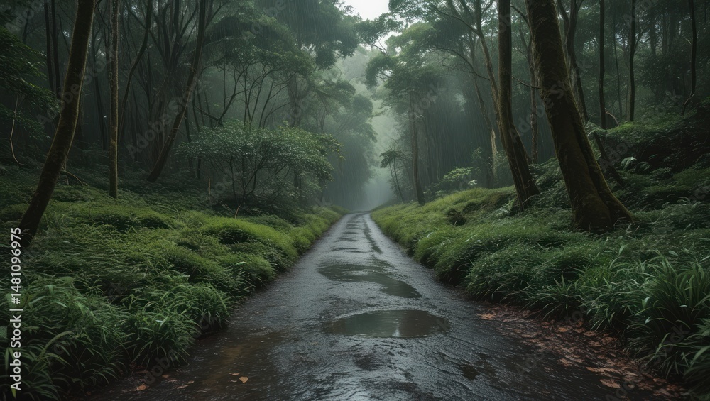 Obraz premium rain forest path