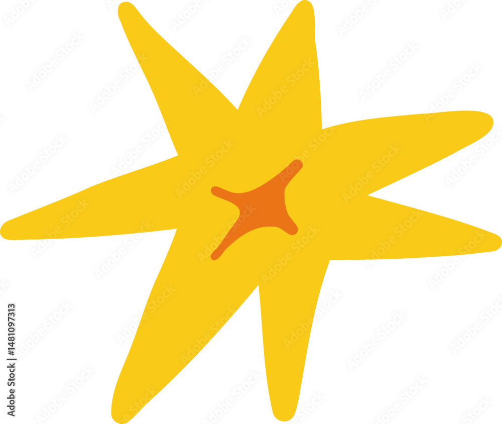 Obraz premium Yellow Starburst Shape, Simple Abstract Star Design