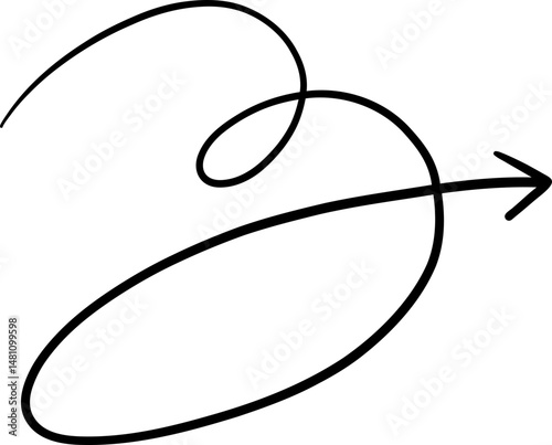 Swirling arrow with tight double spiral