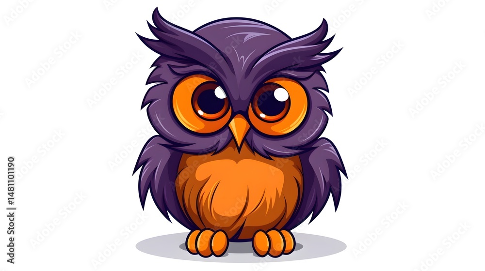 Fototapeta premium Spooky Halloween Owl Button Cartoon Vector Illustration for Seasonal Decor and Products