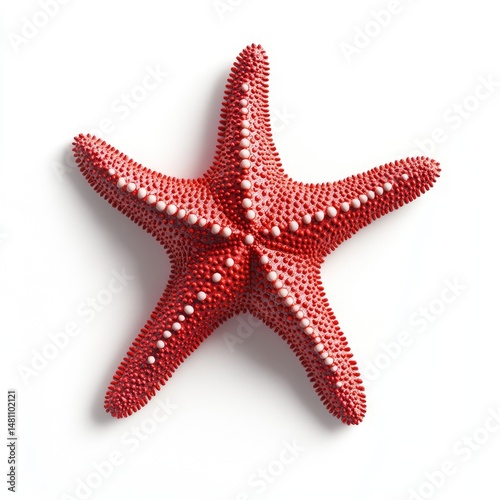 Wallpaper Mural Vibrant red starfish against white background. Detailed surface texture, with small white dots Torontodigital.ca