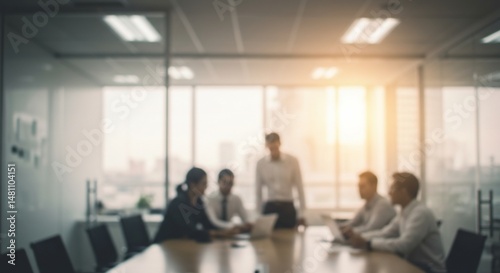 Blurred team meeting in office