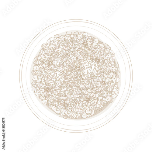 Vector Illustration logo Line art Chana Chaat or Chickpea Chaat