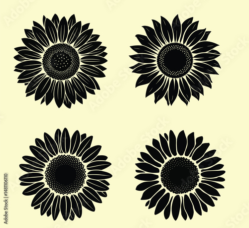Black Sunflower Collection Silhouette Set 