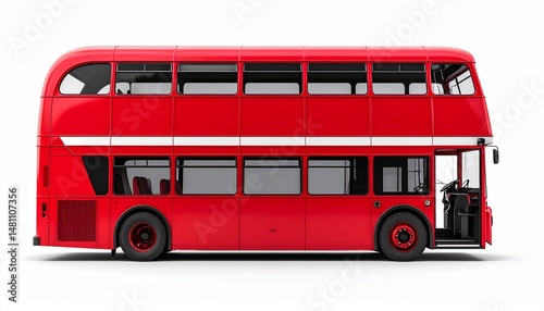 Red Double-Decker Bus Rear View Mockup for City Tours and Urban Views