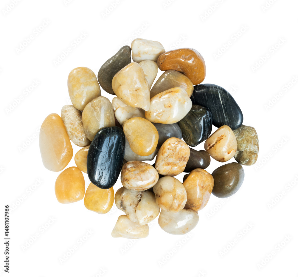 top view of stones isolated on white background top view of stones isolated on white background
