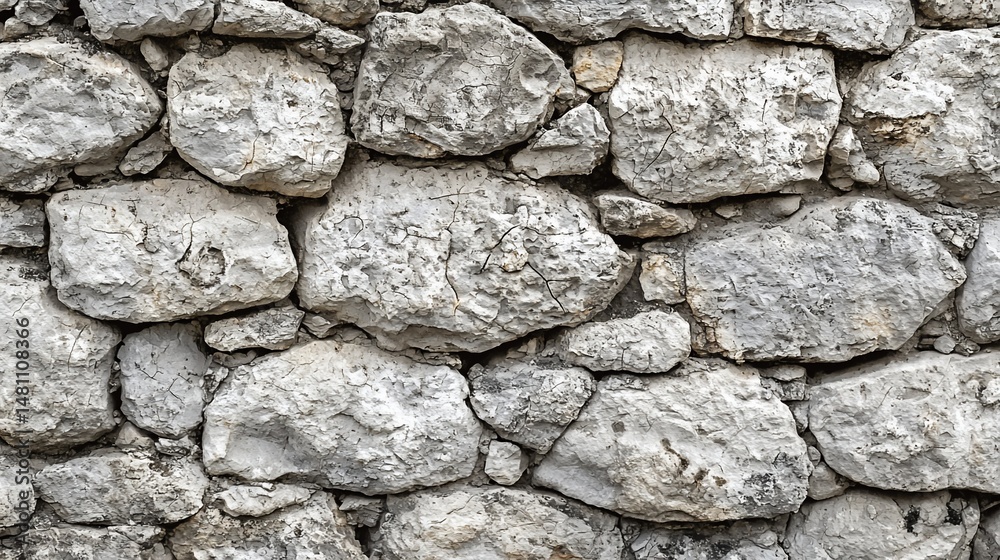 Obraz premium Rustic, grey stone wall texture. Irregularly shaped stones, dry-stacked