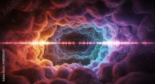 Colorful cosmic clouds tunnel of sound