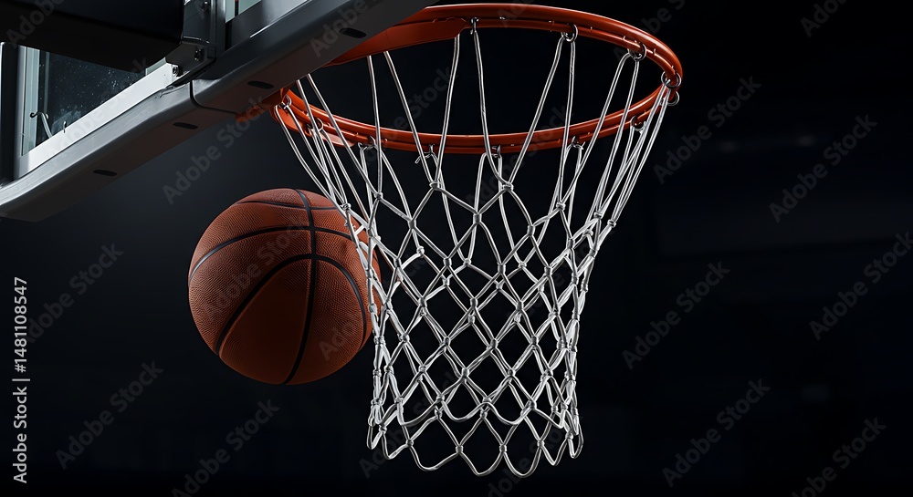Basketball close to hoop net preparation for sport action and competition
