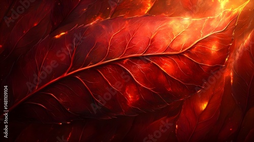 Macro Shot of a Leaf Highlighting Intricate Visible Veins and Texture