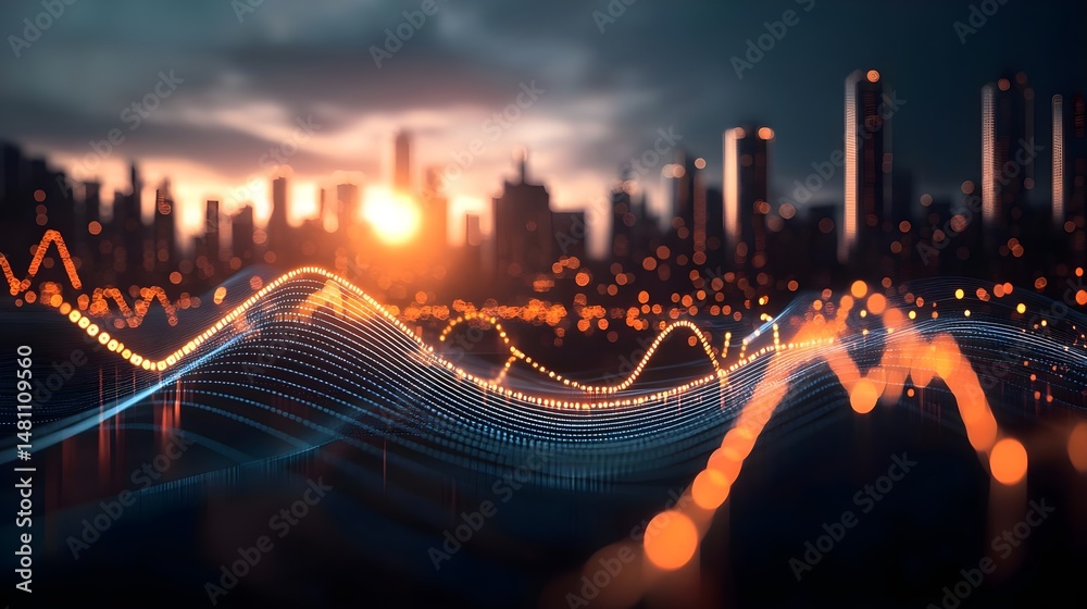 Obraz premium Dynamic Business Graph Depicting Upward Trend in Stock Market