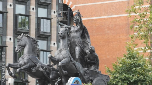 London, England, UK - August 10, 2024: A view of the Boadicea (Boudica) on a chariot Monument in London.