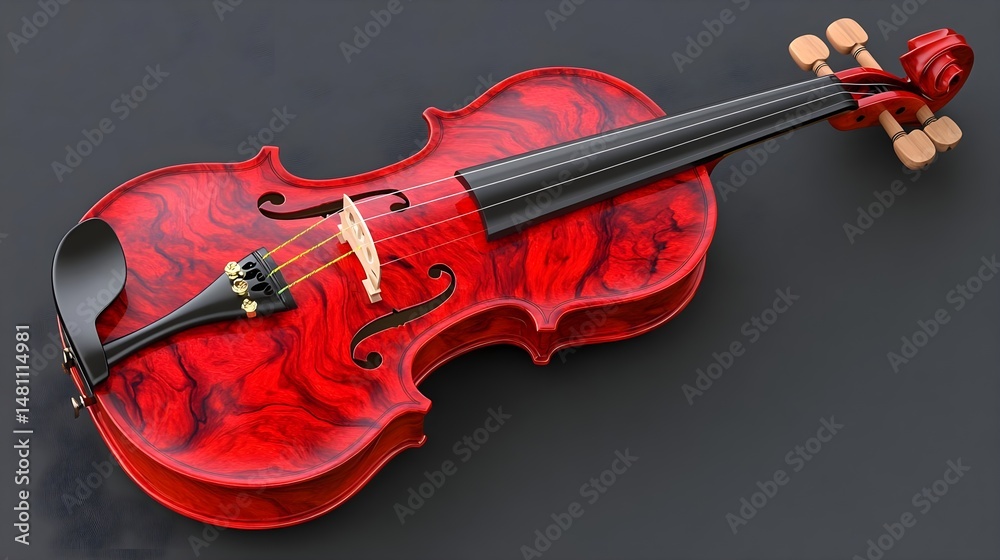 Fototapeta premium Classic Polished Wood Violin Showcasing Rich Red Finish