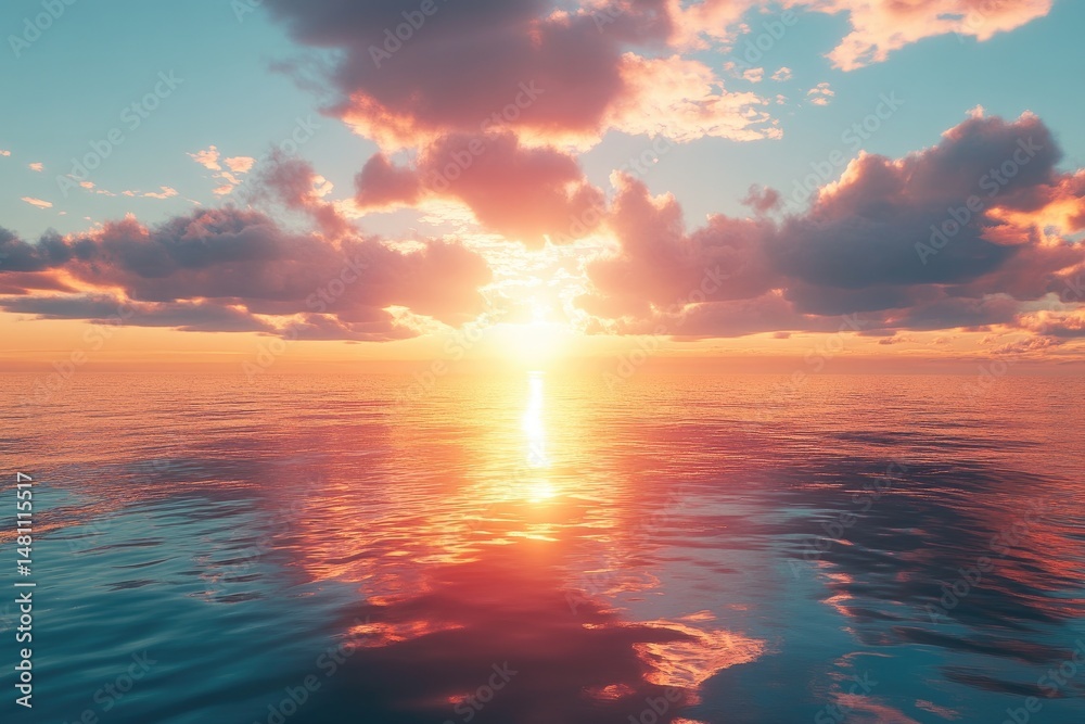 Obraz premium Stunning sunset over calm ocean