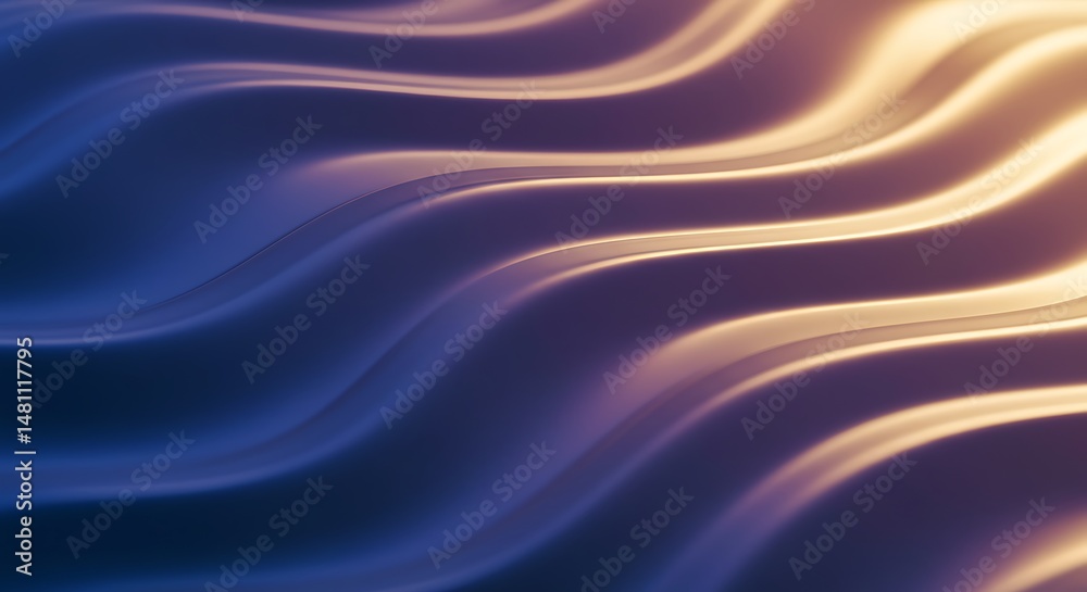 Obraz premium Abstract Wavy Pattern Blue Gold