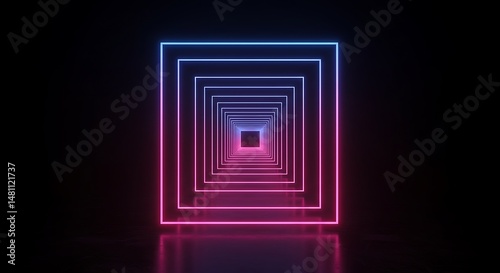 Neon Square Tunnel Gradient Light