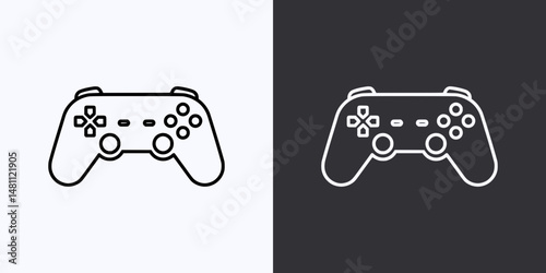Gamepad Icon – Vector Outline – Black and White Preview