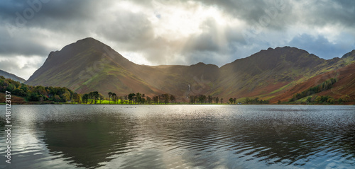 Beautiful morning view of Buttermere lake and Haystacks in the Lake District. England
