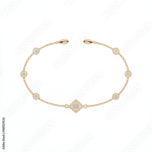 Wallpaper Mural Elegant gold bracelet with sparkling diamond accents and delicate chain on transparent background Torontodigital.ca