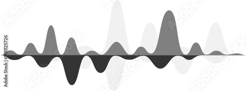Black sound waves, music beat, audio equalizer. Abstract voice wave rhythm, radio waveform, digital soundwave visualization vector set