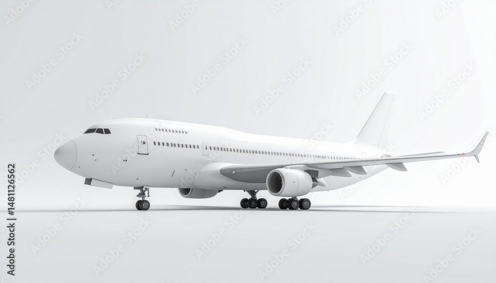 Obraz premium White Boeing 747 Side View Mockup