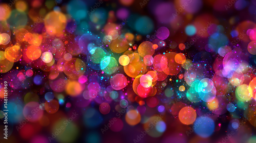 Naklejka premium Multicolored Sparkling Orbs Abstract Background