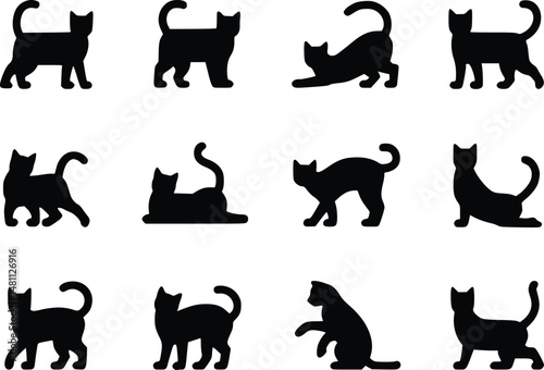 Cat Lover Icon Adorable Feline Silhouette Simple Clean Vector Set for Designers