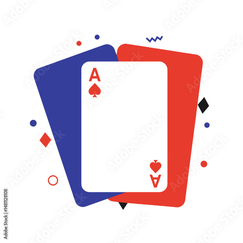 Playing Cards Displayed. Abstract style, vibrant colors, Hobby concept, Entertainment, Gaming, Design Asset, Illustration 