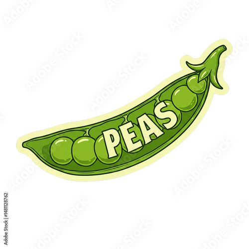 Fresh green peas growing in a pod with transparent background