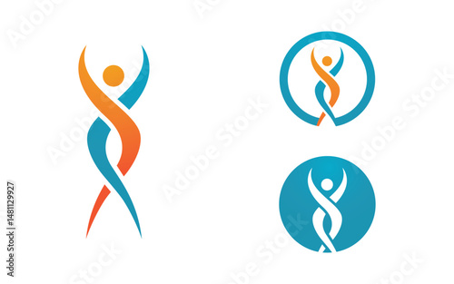 Healthy life Human fit sport logo sign illustration v.3