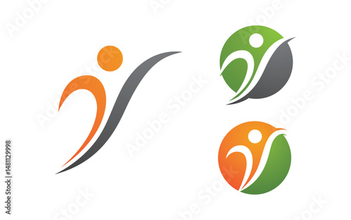 Healthy life Human fit sport logo sign illustration v.6
