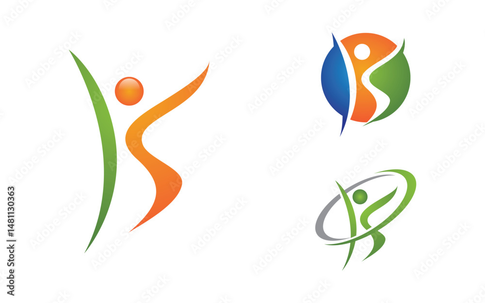 Healthy life Human fit sport logo sign illustration v.27 Healthy life Human fit sport logo sign illustration v.27