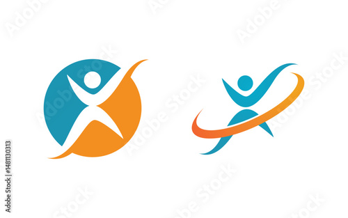 Healthy life Human fit sport logo sign illustration v.24