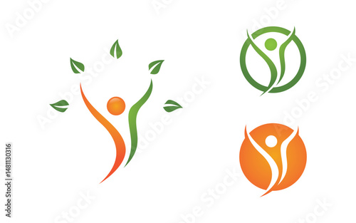 Healthy life Human fit sport logo sign illustration v.26