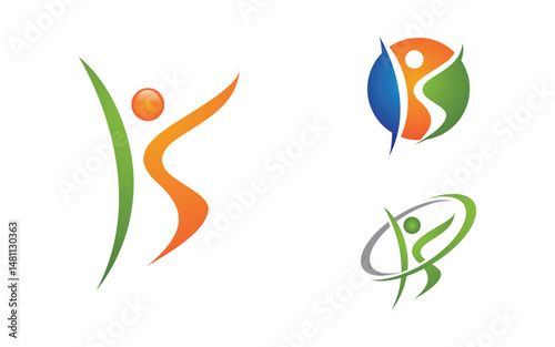Healthy life Human fit sport logo sign illustration v.27