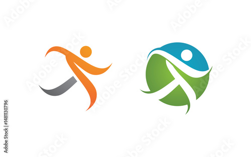 Healthy life Human fit sport logo sign illustration v.47