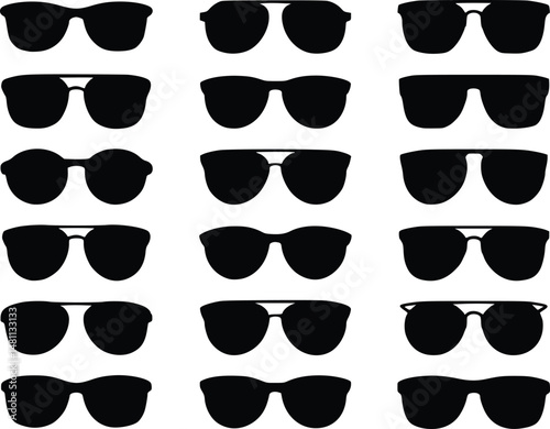 Eyewear Accessory Icons Stylish Sunglasses Silhouette Collection 